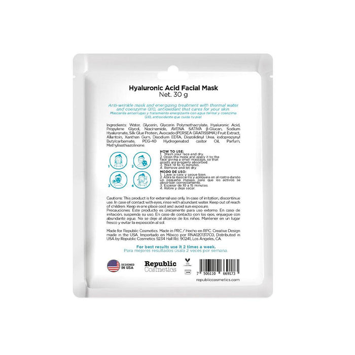 Republic Cosmetics Hyaluronic acid and q10 facial mask