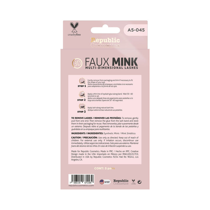 Republic Cosmetics 3D FAUX MINK Pack 5 pairs Model A5-045
