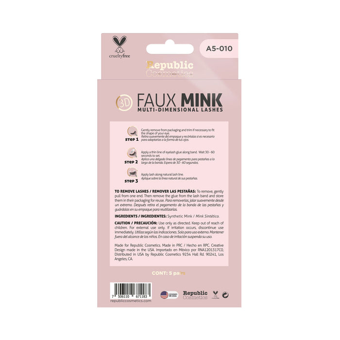 Republic Cosmetics 3D FAUX MINK Pack 5 pairs Model A5-010