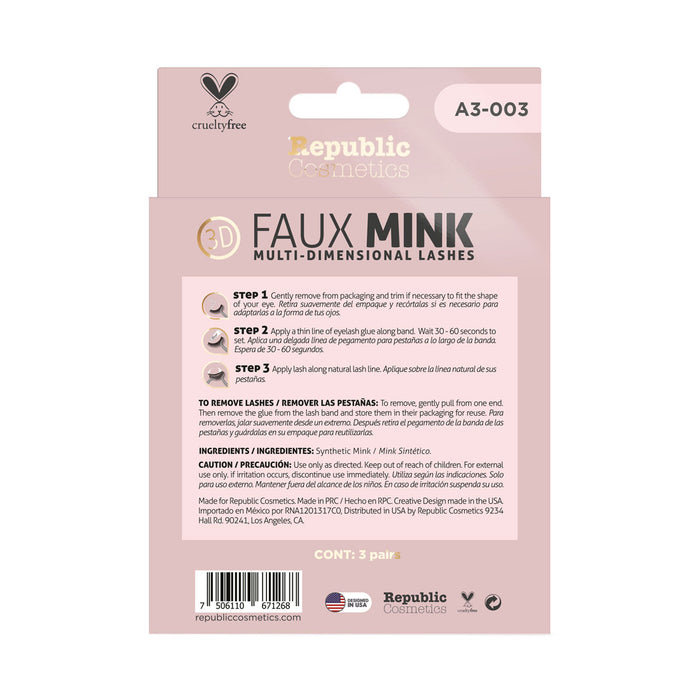 Republic Cosmetics 3D FAUX MINK Pack 3 pairs Model A3-003