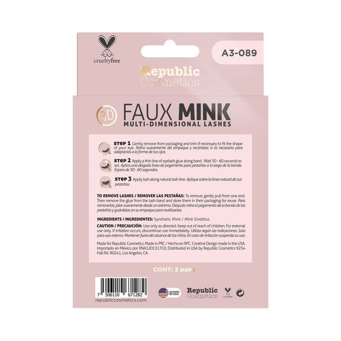 Republic Cosmetics 3D FAUX MINK Pack 3 pairs Model A3-089